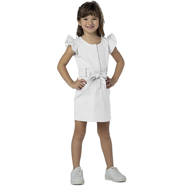 VESTIDO INFANTIL ROBERTA SARJA BRANCO