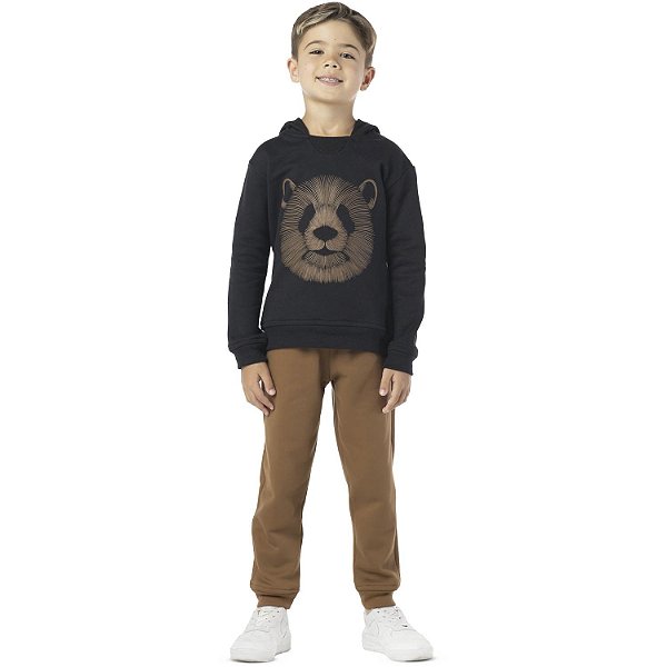 CONJUNTO INFANTIL MENINO URSO MOLETOM PRETO