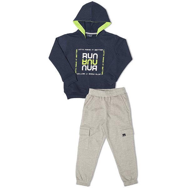 CONJUNTO INFANTIL MENINO RUN MOLETOM MARINHO