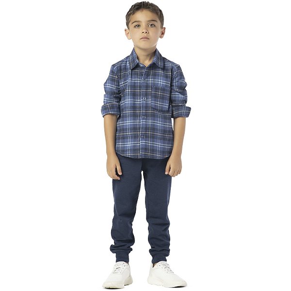 CAMISA INFANTIL MENINO XADREZ AZUL