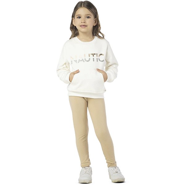 CONJUNTO INFANTIL MENINA NAUTIC MOLETOM BEGE