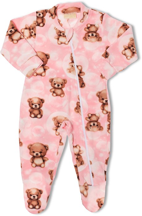 PIJAMA INFANTIL MENINA URSINHO MEGA SOFT ROSA