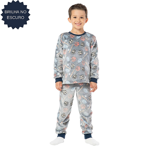 PIJAMA INFANTIL MENINO BOLAS ESPORTE ULTRA SOFT MARINHO