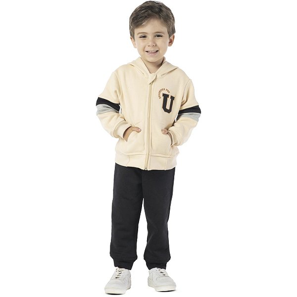 CONJUNTO INFANTIL MENINO U MOLETOM BEGE