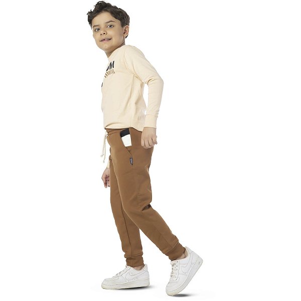 CALÇA INFANTIL MENINO RECORTES MOLETOM NUTELLA