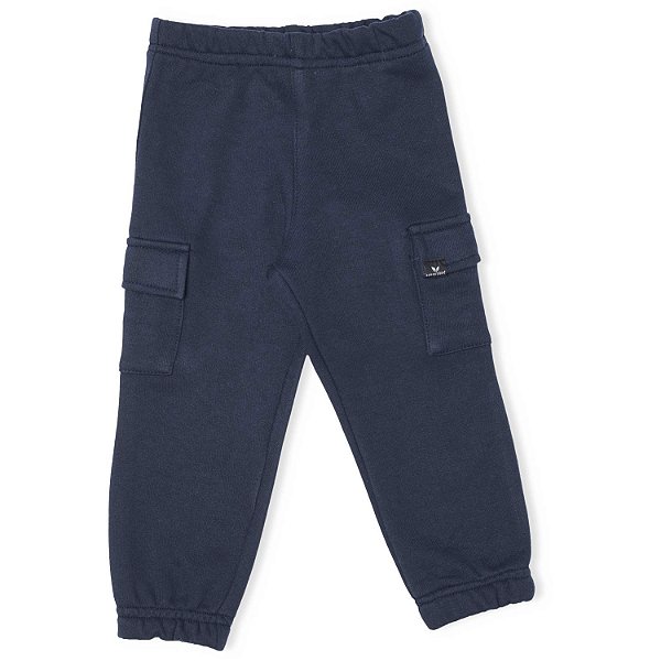 CALÇA BEBÊ MOLETOM CARGO MARINHO