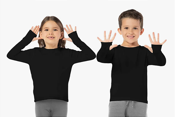 BLUSA INFANTIL TÉRMICA ENCAIXE DEDO UNISSEX PRETA