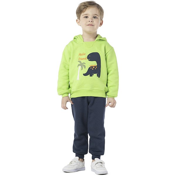 CONJUNTO INFANTIL MENINO DINO MOLETOM VERDE