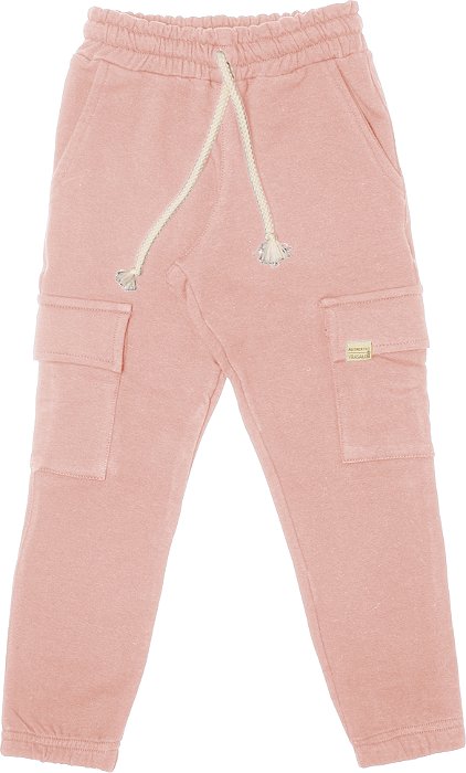 CALÇA INFANTIL MENINA BOLSO CARGO MOLECOTON ROSE