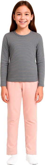PIJAMA INFANTIL MENINA ALGODÃO LISTRADO