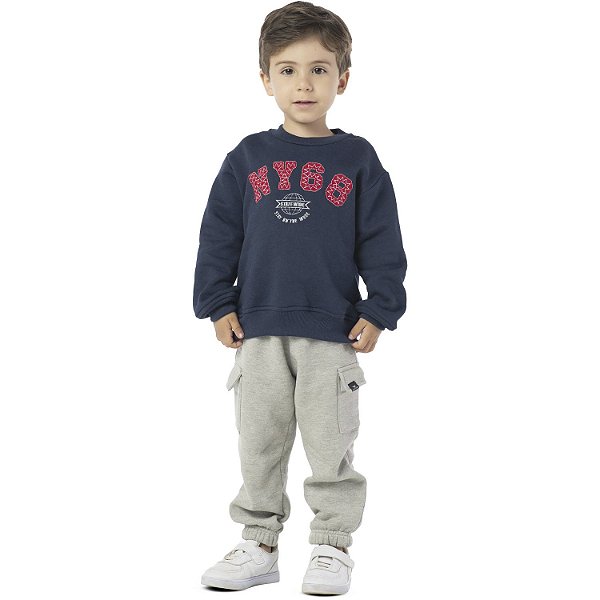 CONJUNTO INFANTIL MENINO NYC MOLETOM MARINHO