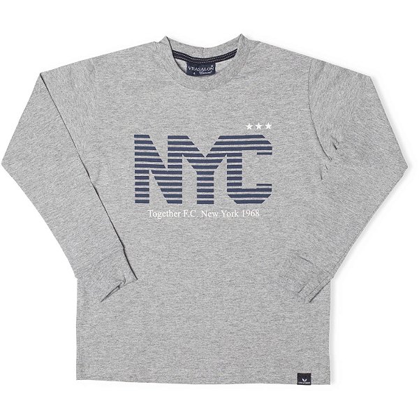 CAMISETA INFANTIL MENINO NYC ALGODÃO CINZA