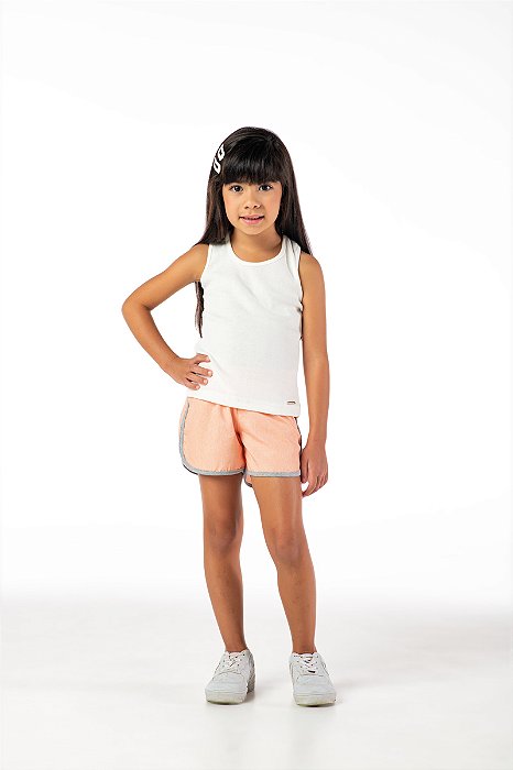 Blusa regata infantil menina canelada crú
