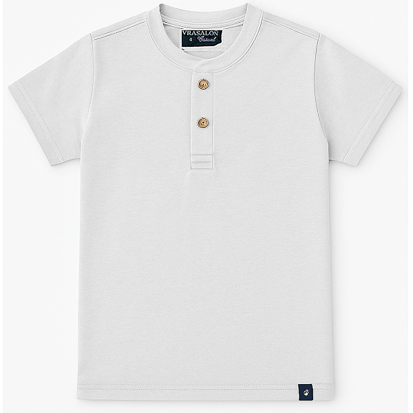 Camisa infantil menino botões gola portuguesa branca