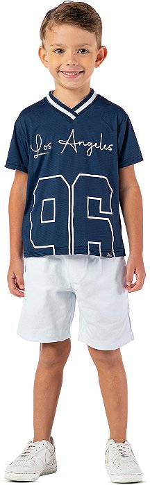 Camiseta infantil menino esportiva estampada dry fit marinho