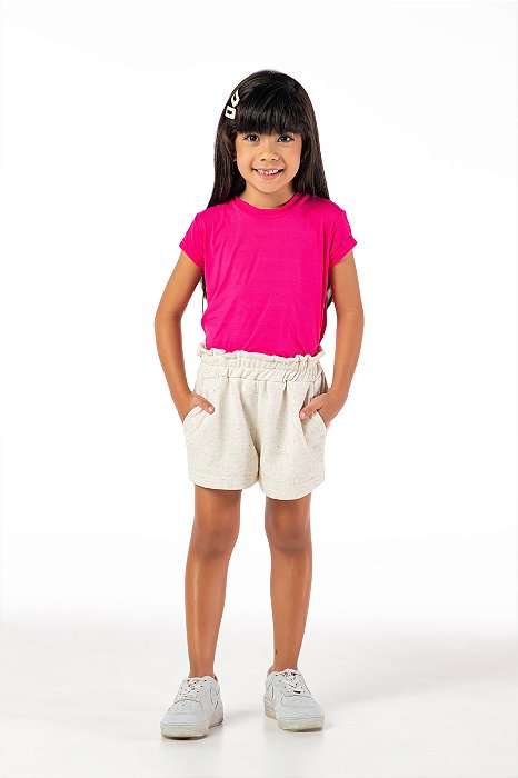 Shorts infantil menina moletinho básico natural
