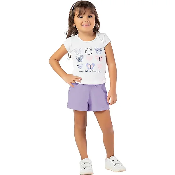Conjunto infantil menina borboleta algodão lilás