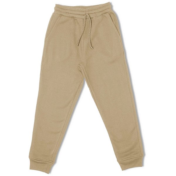 Calça moletom infantil menino básica lisa bege areia
