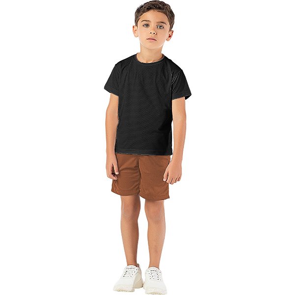 Camiseta infantil unissex dry fit proteção UV 50+ preta