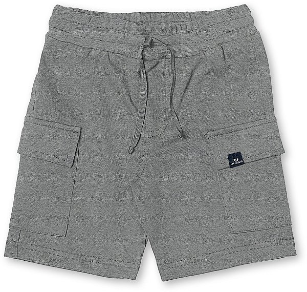 Bermuda infantil menino moletinho bolso cargo cinza