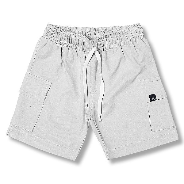 Bermuda infantil menino bolso cargo sarja branca