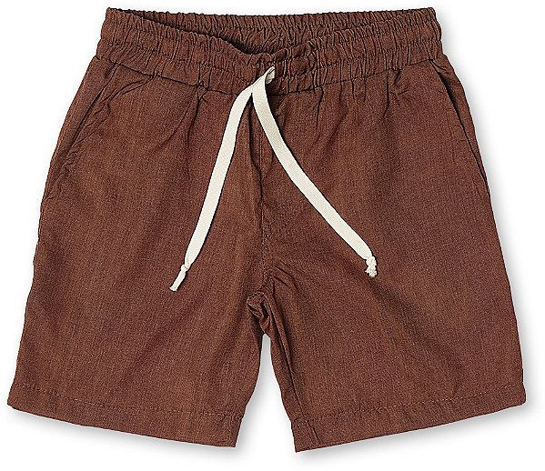 Bermuda infantil menino lisa com cordão marrom