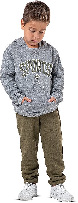 Conjunto Moletom Infantil Menino Sports Verde Militar