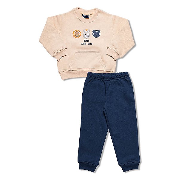 Conjunto Moletom Bebê Menino Little Wild One com Bolso