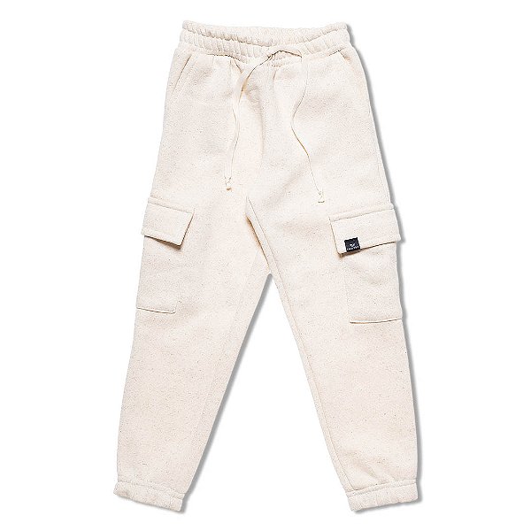 Calça infantil moletom cargo linho natural
