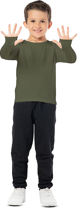 BLUSA INFANTIL TÉRMICA UNISSEX VERDE MILITAR