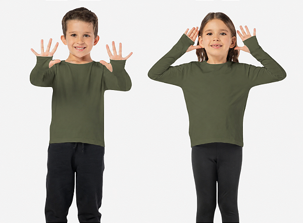 BLUSA INFANTIL TÉRMICA UNISSEX VERDE MILITAR