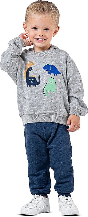 Conjunto moletom infantil menino Dino Marinho