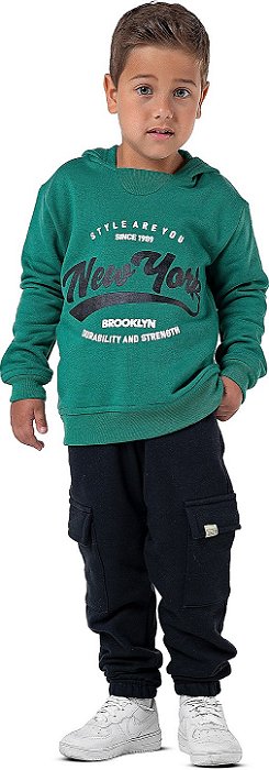 Conjunto Moletom Infantil Menino New York Verde Pantanal