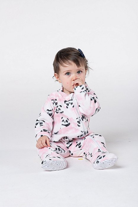 Pijama macacão infantil Soft Panda