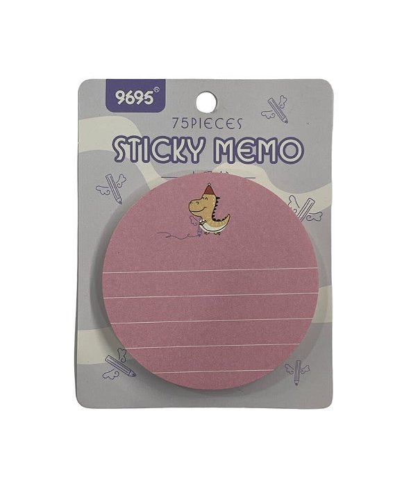 Bloco de Anotação Adesivo - Sticky memo Redondo   ( folhas Rosa  )