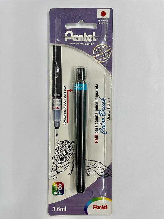 Refil Para Caneta Pincel Brush Pentel Aquarela Color Brush Sky Blue