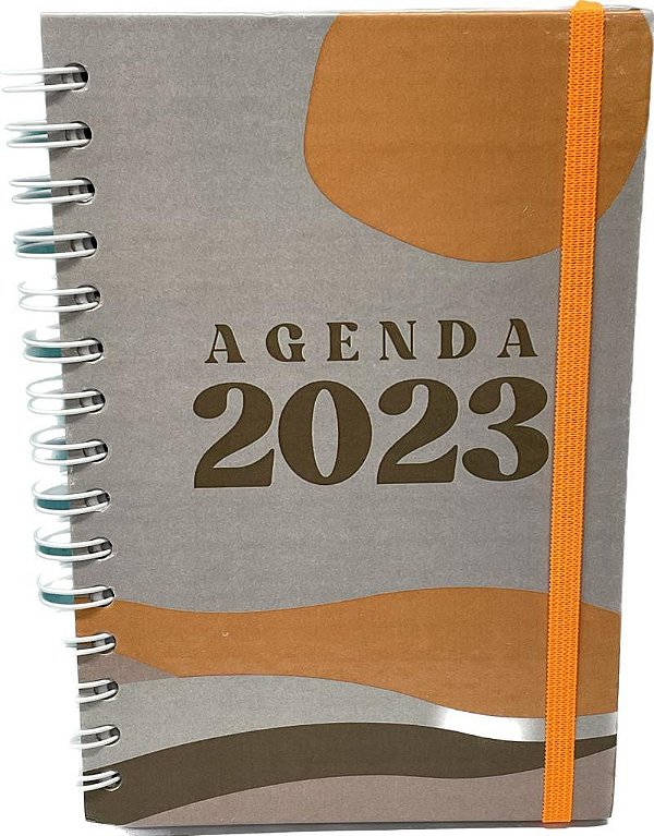 Agenda Espiral 2023 - Capa Marrom com Laranja