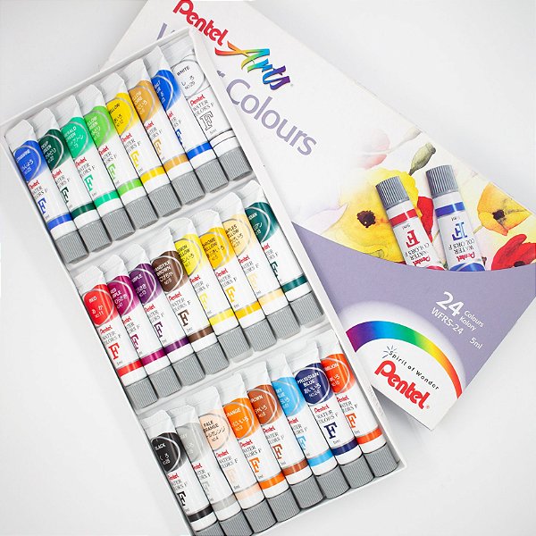 Jogo Pentel Arts Aquarela Water Coulors 24 tubos - Pentel