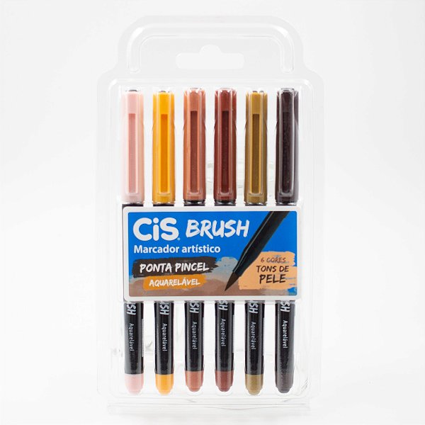 Marcador Artístico Ponta Pincel Cis Brush c/6 cores Tons de Pele