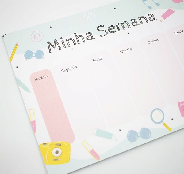 Bloco de Planner Minha Semana Tema Escolar c/24 Folhas