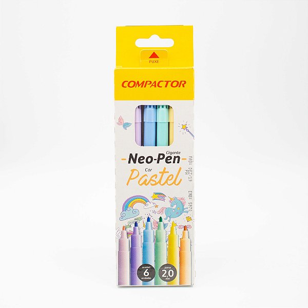 Caneta Hidrocor Neo Pen Gigante Tons Pastel c/6 Ponta 2.0mm  Compactor
