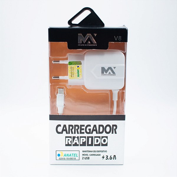 Carregador Rápido 2 USB 3.6A V8