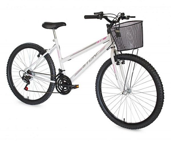BICICLETA STONE TR 26 BRANCA C/ CESTA 18M