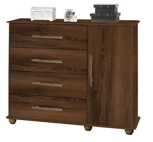 COMODA SAPATEIRA PRIMUS VENEZA - 4 GAVETAS / 1 PORTA - FREIJO