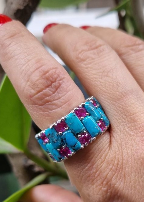 Aliança Turquesa Prata