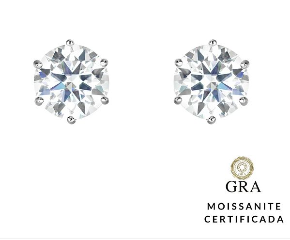 Brinco Solitário Glam Moissanite 3.5ct - 9 MM