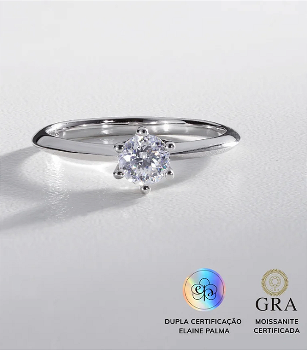 Anel Solitario Moissanite 0.5 CT