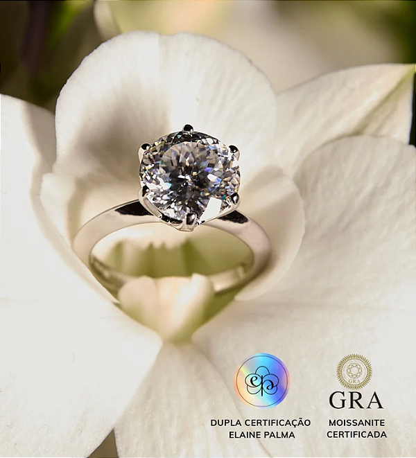 Anel Solitario 5 ct Moissanite