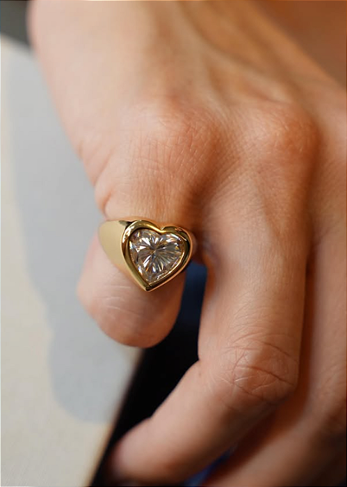 Anel Coração Dedinho Moissanite