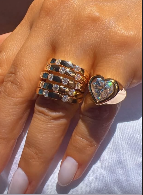 Anel Coração Dedinho Moissanite